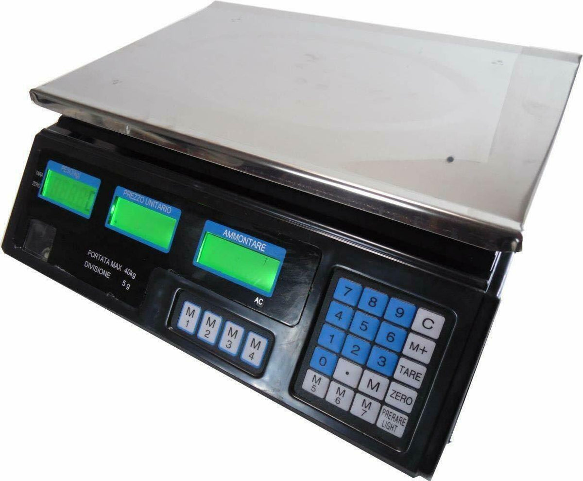 Balance Numérique Rechargeable 40 Kg - Précision 5g - Calcul Prix Et Total - 8 Mémoires - Pour Fruits, Légumes, Commerce