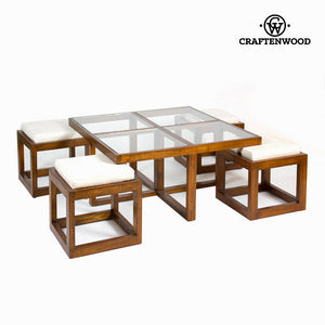 Table basse avec 4 tabourets - Collection Serious Line by Craftenwood