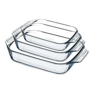 Ensemble de plats de cuisson au four Pyrex Transparent Verre Borosilicaté (3 pcs)