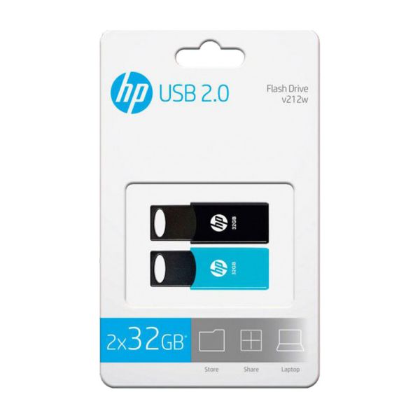 Pendrive HP 212 USB 2.0 Bleu/Noir (2 uds)