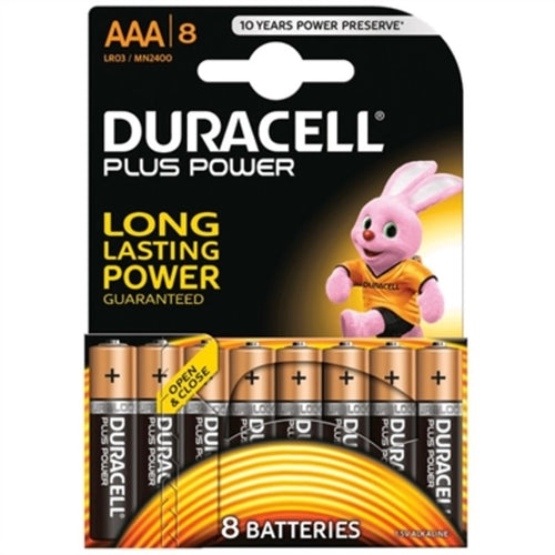 Piles Alcalines DURACELL Plus LR03 AAA 1.5V (8 pcs)