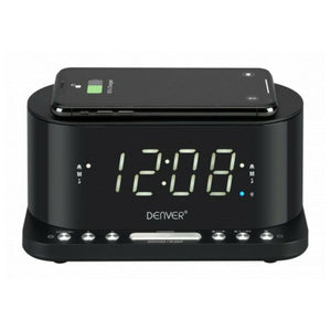 Radio-réveil avec Chargeur sans fil Denver Electronics CRQ-110 12" LED USB Noir