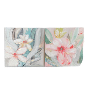 Cadre DKD Home Decor Fleurs (80 x 3.5 x 80 cm) (2 pcs)