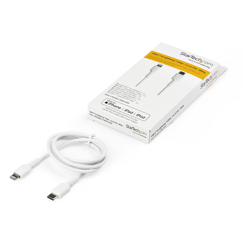 Câble USB vers Lightning Startech RUSBCLTMM1MW         Blanc