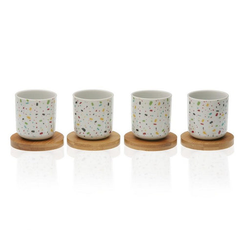 Ensemble de tasses à café Vivid Terrazzo Bambou Porcelaine (4 pcs)