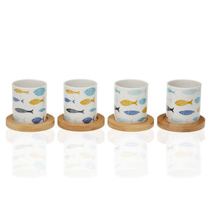 Ensemble de tasses à café Blue Bay Bambou Porcelaine (4 pcs)