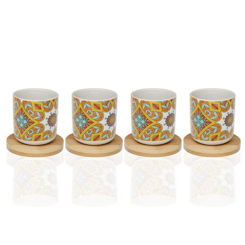 Ensemble de tasses à café Aubrey Bambou Porcelaine (4 pcs)