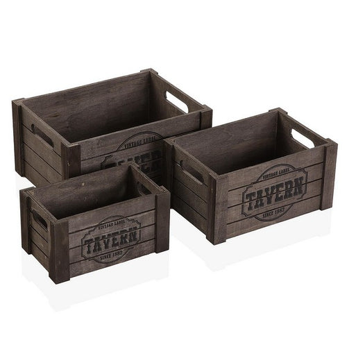 Set de boîtes décoratives Tavern Vintage Bois (25 x 17 x 35 cm) (3 pcs)