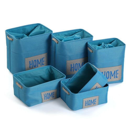 Set de basket Home Bleu Textile (30 x 40 x 45 cm) (6 Pièces)