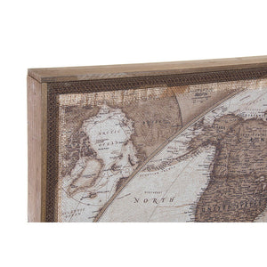 Cadre DKD Home Decor Jute Bois Mappemonde (122 x 85 x 5 cm)