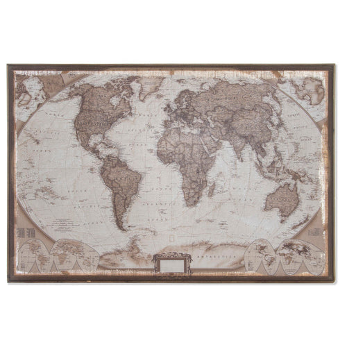 Cadre DKD Home Decor Jute Bois Mappemonde (122 x 85 x 5 cm)