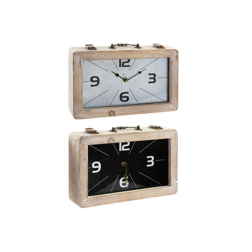 Horloge de table DKD Home Decor Verre Noir Métal Blanc Bois MDF (30 x 6 x 20 cm) (2 pcs)