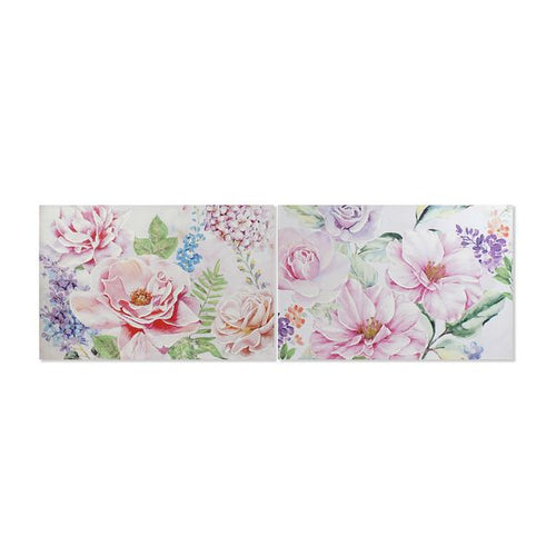 Cadre DKD Home Decor Fleurs Multicouleur (2 pcs) (120 x 3 x 80 cm)