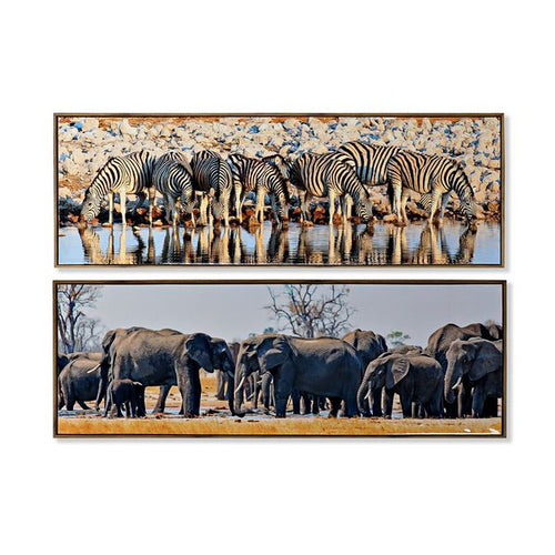 Cadre DKD Home Decor Africain animaux (2 pcs) (120 x 2 x 40 cm)