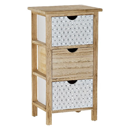 Caisson à Tiroirs DKD Home Decor Blanc Bois de paulownia Naturel (34 x 25 x 62 cm)