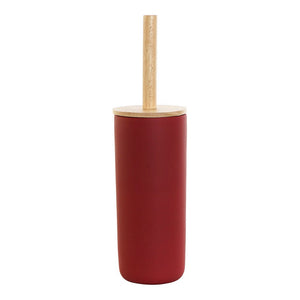 Brosse de salle de wc DKD Home Decor Rouge Bambou Grès (11.5 x 11.5 x 39 cm)