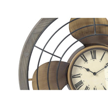 Charger l&#39;image dans la galerie, Horloge Murale DKD Home Decor Noir Fer Doré Bois MDF Ventillateur (60 x 7 x 60 cm)