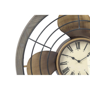Horloge Murale DKD Home Decor Noir Fer Doré Bois MDF Ventillateur (60 x 7 x 60 cm)