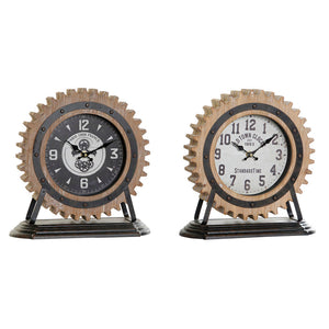 Horloge de table DKD Home Decor Noir Métal Blanc Bois MDF (30.5 x 12 x 31 cm) (2 pcs)