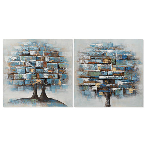 Cadre DKD Home Decor Toile Arbre (2 pcs) (80 x 3 x 80 cm)