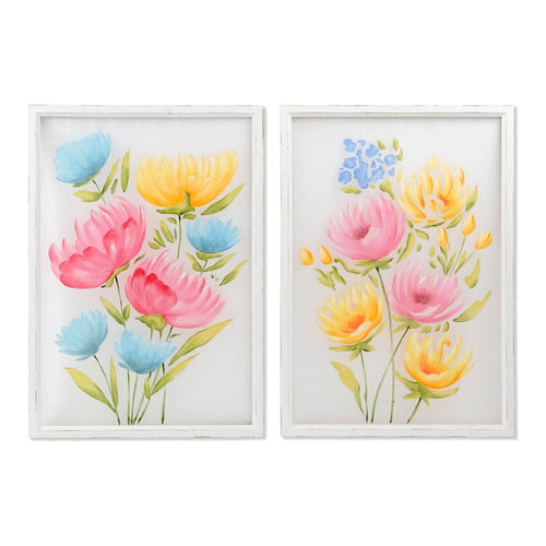 Cadre DKD Home Decor Happy Flowers (70 x 2.5 x 100 cm)