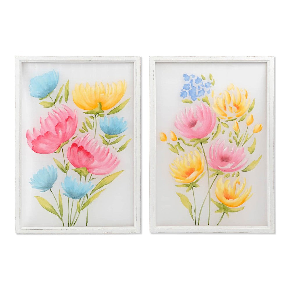 Cadre DKD Home Decor Happy Flowers (70 x 2.5 x 100 cm)