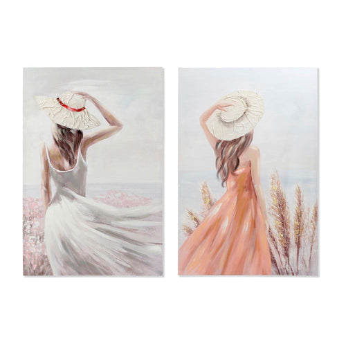 Cadre DKD Home Decor Toile Femme (2 pcs) (80 x 3 x 120 cm)