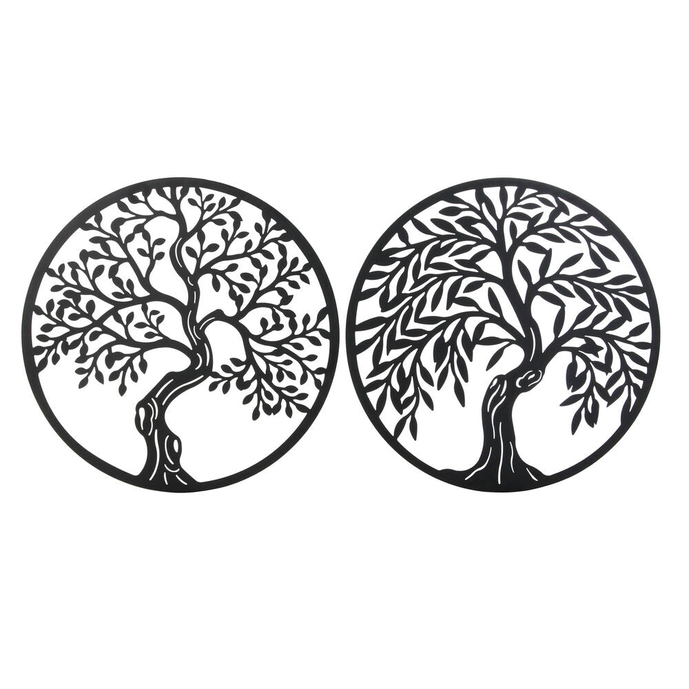 Décoration murale DKD Home Decor Métal Arbre (2 pcs) (98 x 1 x 98 cm)