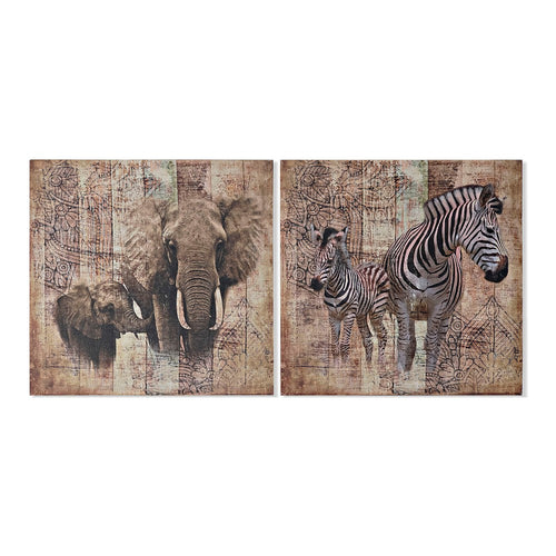 Cadre DKD Home Decor Wild Toile (2 pcs) (4 pcs) (50 x 2 x 50 cm)
