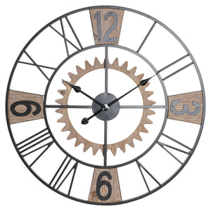 Horloge Murale DKD Home Decor industriel Fer Bois MDF (70 x 4.5 x 70 cm)