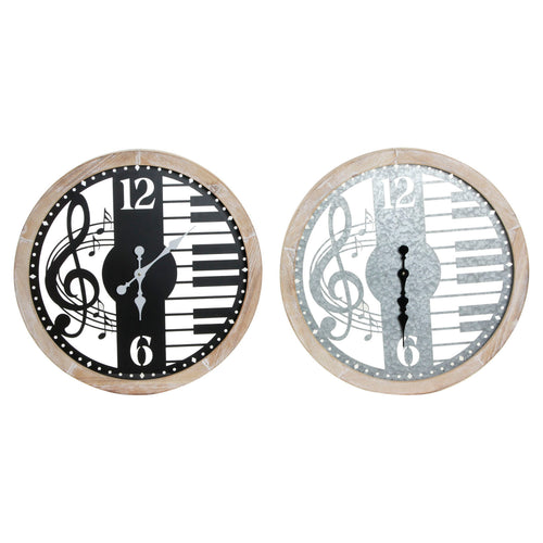 Horloge Murale DKD Home Decor Musical Fer Bois MDF (2 pcs) (60 x 6.5 x 60 cm)