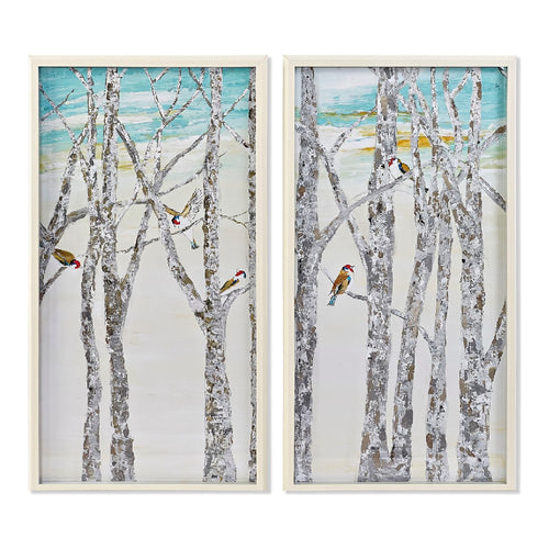 Cadre DKD Home Decor Toile Arbres (2 pcs) (54 x 3 x 103.5 cm)