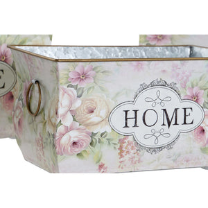 Cache-pot DKD Home Decor Rose Métal (3 pcs)