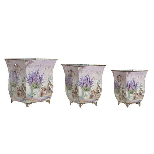 Cache-pot DKD Home Decor Métal Lila (3 pcs)