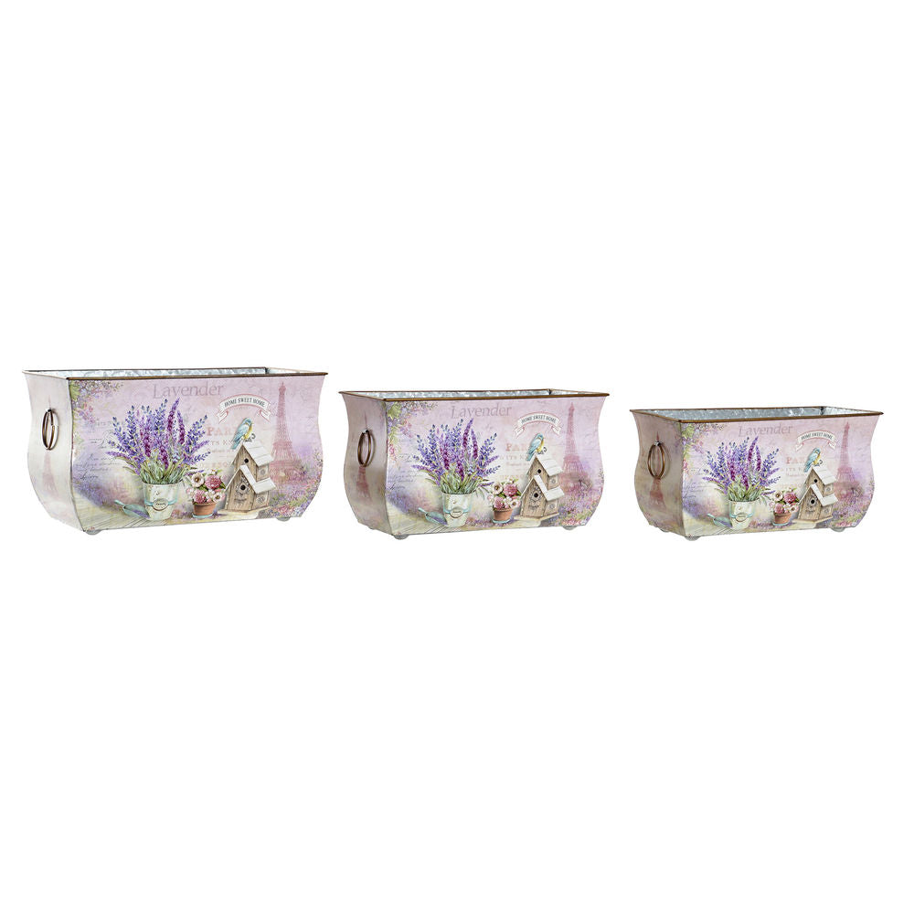 Cache-pot DKD Home Decor Métal Lila (3 pcs)