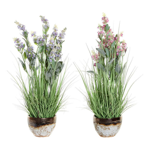 Plante décorative DKD Home Decor Polyester Porcelaine (2 pcs)