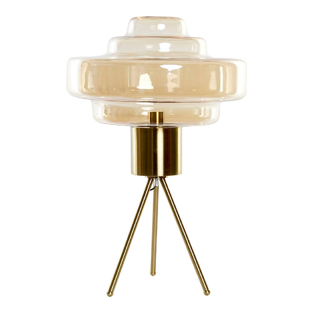 Lampe de bureau DKD Home Decor Ambre Métal Verre 240 V Doré 50 W