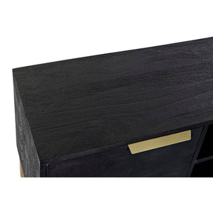 Meubles de télévision DKD Home Decor Noir Métal Doré Bois de manguier (147 x 40 x 51 cm)