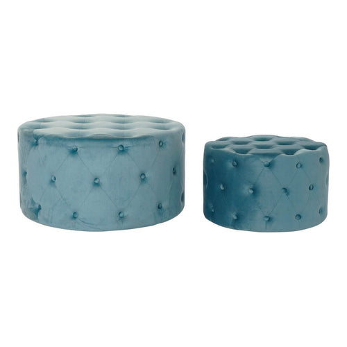 Repose-pied DKD Home Decor Bleu Moderne Velvet Bois MDF (2 pcs)