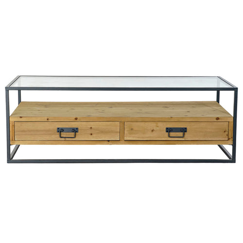 Table Basse DKD Home Decor Métal Verre Sapin (120 x 60 x 40 cm)