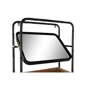 Porte-manteau DKD Home Decor Miroir Noir Bois Métal Rotin (48 x 20.5 x 150 cm)