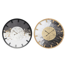 Charger l&#39;image dans la galerie, Horloge Murale DKD Home Decor Noir Fer Doré Argenté Bois MDF (2 pcs) (60 x 4.5 x 60 cm)