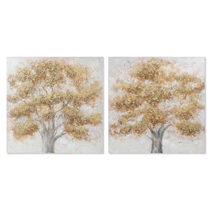 Cadre DKD Home Decor Toile Arbre (2 pcs) (100 x 3.8 x 100 cm)