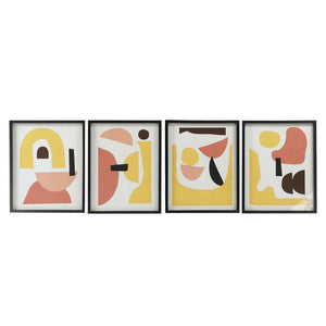 Cadre DKD Home Decor Verre Abstrait Bois MDF (4 pcs) (40 x 2.5 x 50 cm)