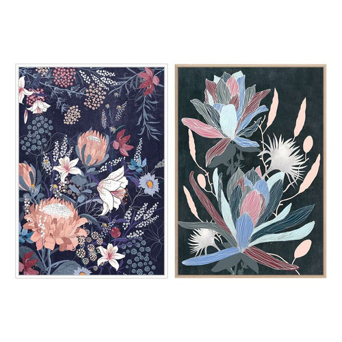 Cadre DKD Home Decor Fleurs (2 pcs) (53 x 4.3 x 73 cm)