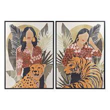 Charger l&#39;image dans la galerie, Cadre DKD Home Decor Femme Tigre (2 pcs) (103.5 x 4.5 x 144 cm)