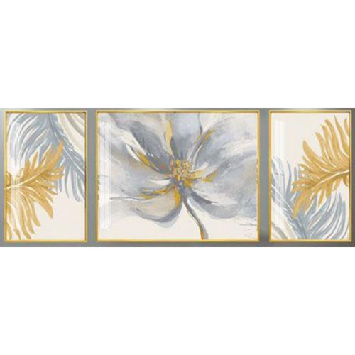 Cadre DKD Home Decor Aluminium Fleurs Bois MDF (3 pcs) (240 x 3 x 80 cm)