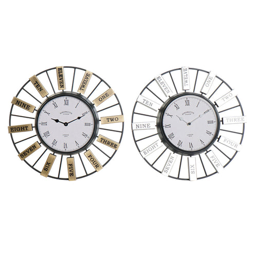 Horloge Murale DKD Home Decor Verre Argenté Doré Fer (40 x 6.4 x 40 cm) (2 pcs)