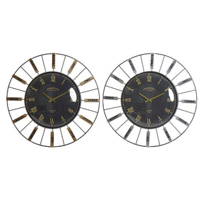 Horloge Murale DKD Home Decor Verre Argenté Doré Fer (2 pcs) (70 x 7 x 70 cm)