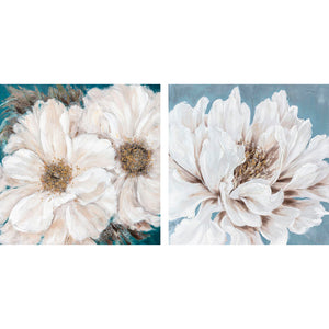 Cadre DKD Home Decor Fleurs (80 x 2.4 x 80 cm) (2 pcs)